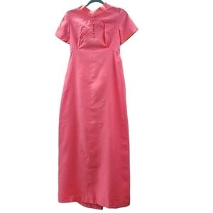 Emma Domb M Bow Back Collared Vintage Maxi Dress